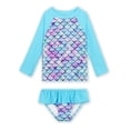 thumbnail image 1 of GYRATEDREAM 1-7T Girls'Long Sleeve Rashguard UPF 50+ Two Piece Swimsuit Set Floral Bathing Suit, 1 of 3