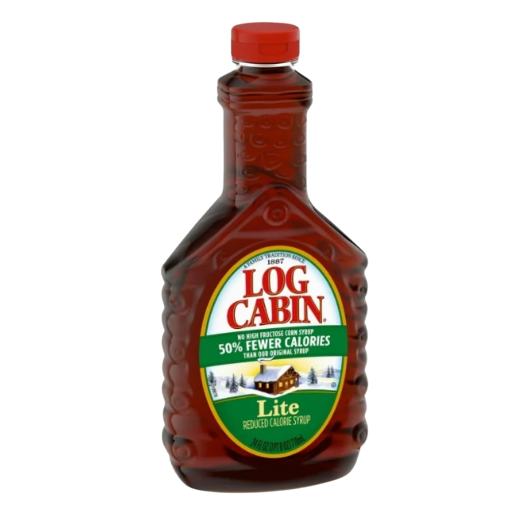 Log Cabin Lite Pancake Syrup, 24 fl oz (2 pack) and 8in Silicone Spatula (Color Varies)