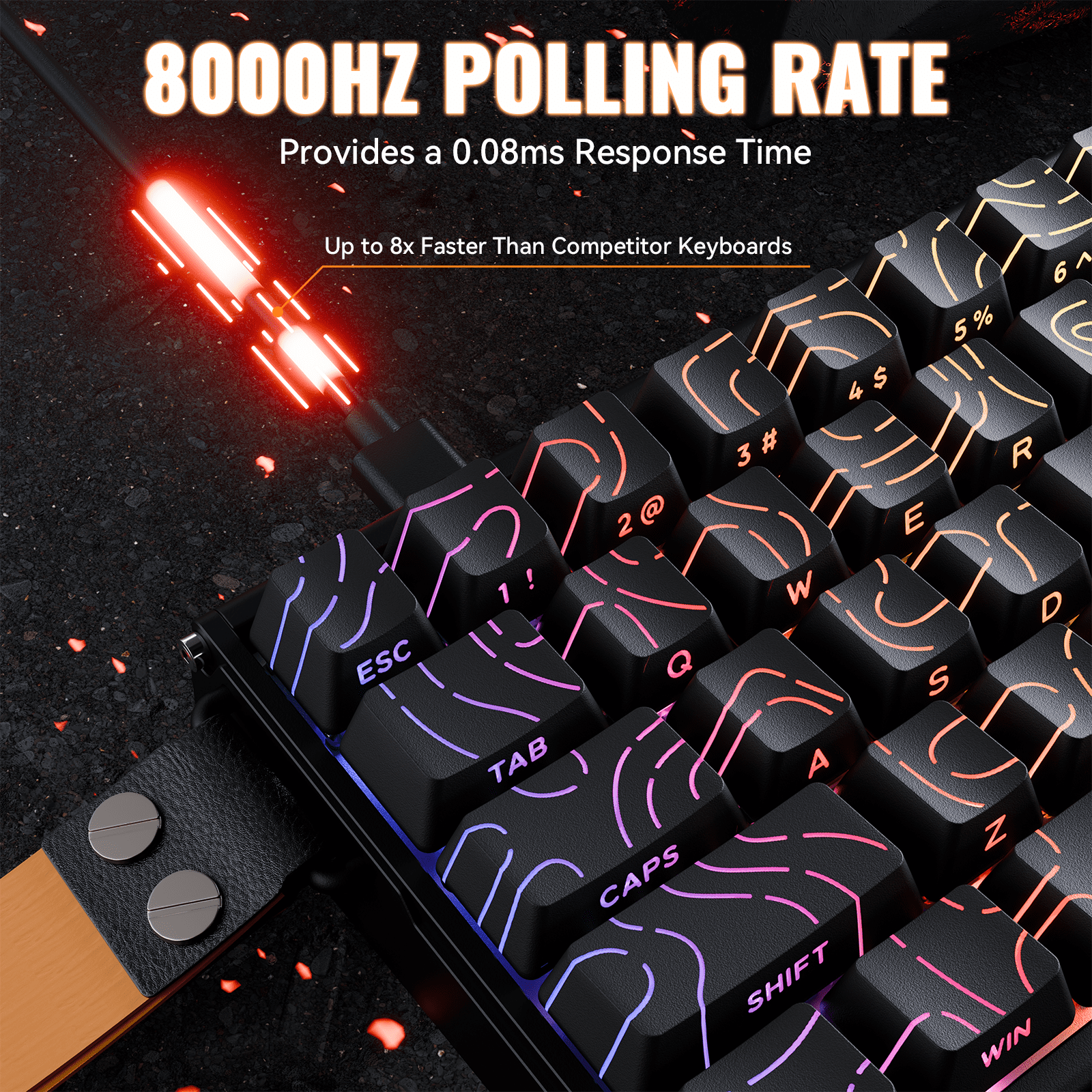 ATTACK SHARK X68 MAX 60% Wired Mechanical Gaming Keyboard, Aluminum Alloy Case, Rapid Trigger, Hall Effect Magnetic Switches, 8KHz Polling Rate, RGB Backlit, PC/Mac Compatible, Black Contours