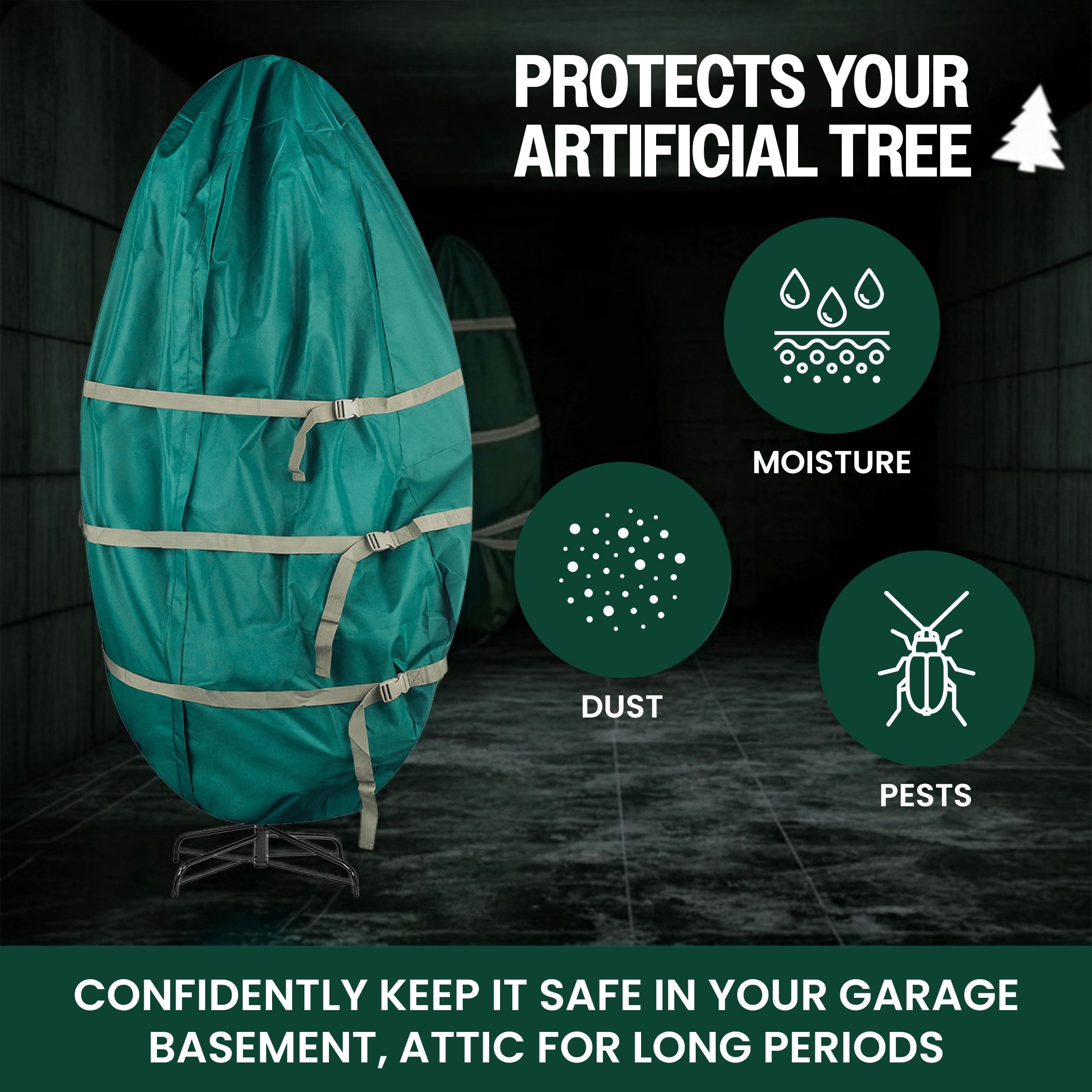 Tiny Tim Totes Upright Christmas Tree Storage Bag for 9FT Trees (Green)