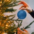 thumbnail image 3 of Adornos navideños de 5 pulgadas - Bolas de purpurina irrompibles para árbol/corona, paquete a granel de bolas colgantes de plástico, decoración navideña para fiestas y hogar (azul), 3 of 4