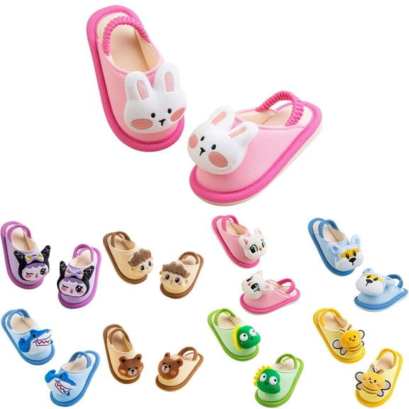 Dakaela Kids Fuzzy Slippers Girls Boys Plush Slip on House Shoes Toddler Indoor Slides with Back Strap 0-5Y