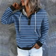 thumbnail image 3 of WXLWZYWL Womens Fall Tops Casual Hoodies Sweatshirts Striped Button Drawstring Pullover Sweaters Casual Long Sleeve With Pockets Winter Fall, 3 of 5