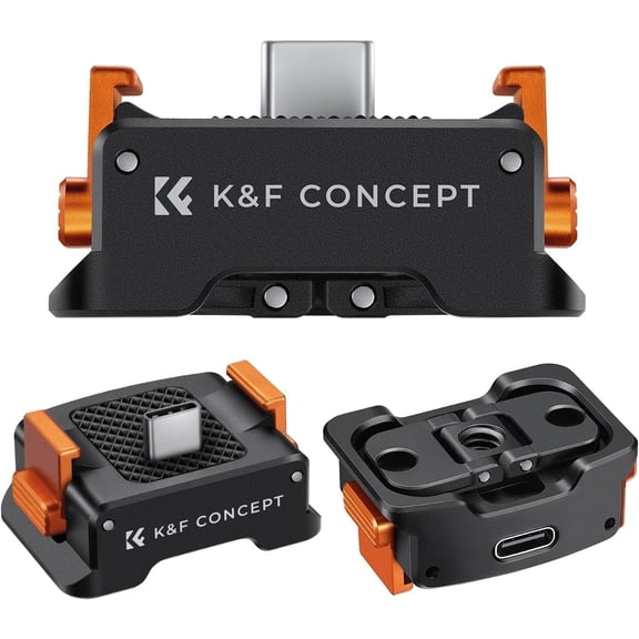 K&F Concept Charging Adapter Base for DJI Osmo Pocket 3, Desktop Type-C Charging Dock Fit Arca-Swiss Standard, with 1/4 Screw Hole/Folding Finger, Aluminum Alloy Bracket