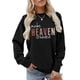 thumbnail image 1 of Suéter de Mujer con Estampado de Letras, Cuello Redondo y Larga Negro M, 1 of 5