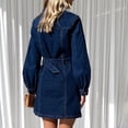 thumbnail image 3 of Oplxuo Womens Fall Long Sleeve Denim Shirt Dress Stylish Loose Button Down Casual Jean Dresses with Pockets & Belt, 3 of 6