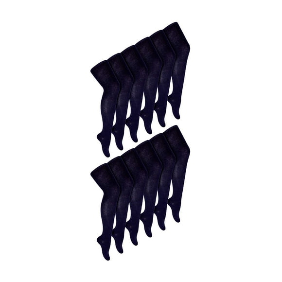 12 Pairs Girls School Uniform Tights | Sock Snob | Soft & Comfy Plain Opaque Tights for Kids