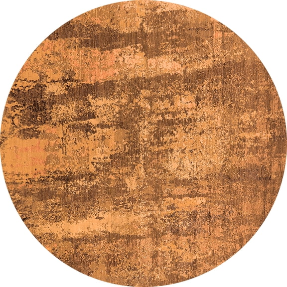 Ahgly Company Indoor Round Oriental Orange Industrial Area Rugs, 3' Round