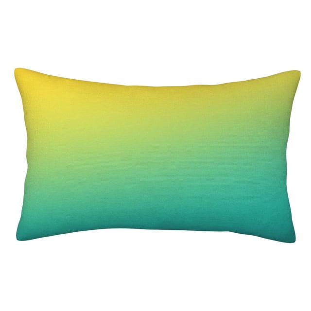 Fotbe Teal To Yellow Gradient Funda de Almohada Decorativa Estilo Occidental, Lujo en Algodón, Fundas para Almohadas King, Cojín Estampado para Decoración del Hogar-20"x30"