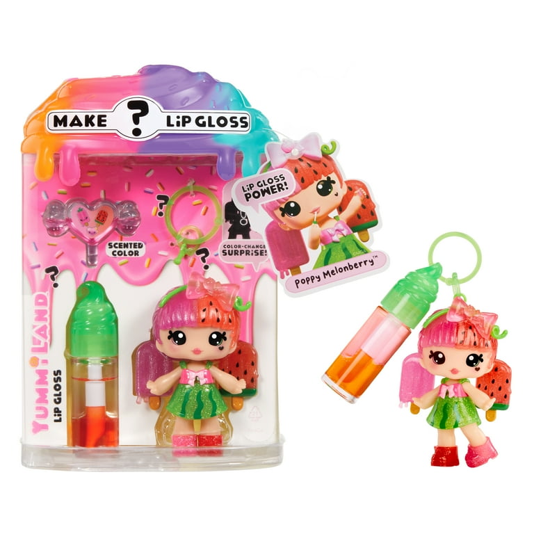 Yummiland Lip Gloss Doll: Mystery Color Change Poppy Melonberry, DIY Lip Gloss + Removable Keychain, Cosmetic Play, Collectible, Ages 4+ Yummiland Lip Gloss Doll: Mystery Color Change Poppy Melonberry, DIY Lip Gloss + Removable Keychain, Cosmetic Play, Collectible, Ages 4+