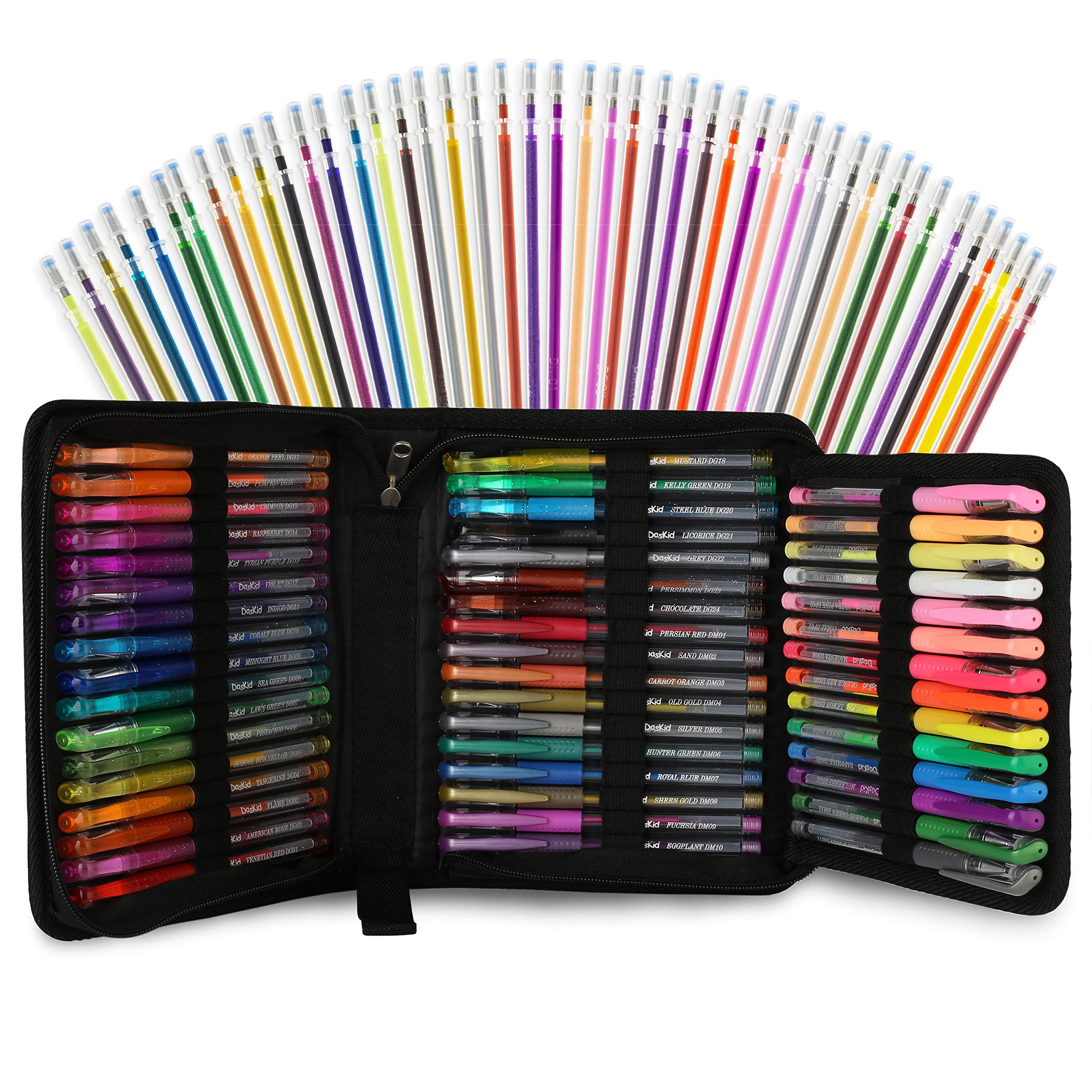 24 Gel Pens Refills set Glitter Neon Set for Adult Coloring Books Colors Drawing 