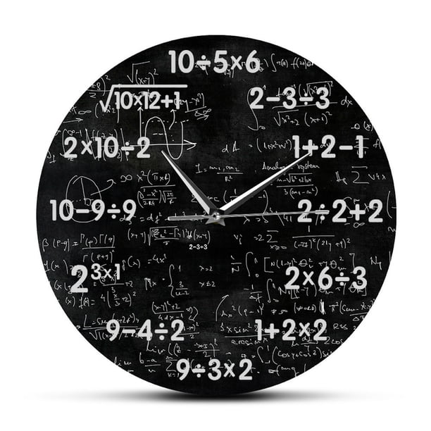 Reloj de pared con números de multiplicación y división, 30 cm, acrílico