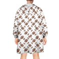 thumbnail image 2 of Wearable Blanket Hoodie,Football Bow White Pattern Oversized Sherpa Blanket Hoodie with Super Pockets,Super Warm Fuzzy Pullover for Women & Men, 2 of 6