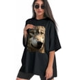 thumbnail image 3 of Plus Size Shirt for Women Oversized Black Tops for Women Short Sleeves Shirt for Women Wolf 4 T Shirt Crewneck Shirt for Women M, 3 of 5
