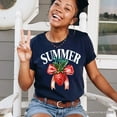 thumbnail image 5 of Summer Vibes Strawberry T-Shirt, White, Natural and Navy Seasonal Tee with Coquette Style, 5 of 8