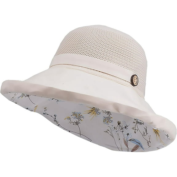 Zhengup Women Mesh Sun Hats Summer Beach Bucket Caps UV Protection Packable Wide Brim Fishing Hat Chin Strap