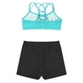 thumbnail image 4 of Yruioon Kids Girls 2Pcs Activewear Set Gymnastics Dance Sports Bra Crop Tops and Booty Shorts Tankini Light Green&Black 8, 4 of 7