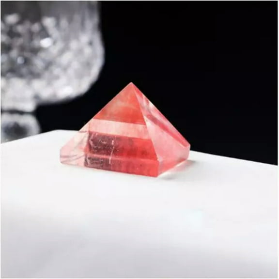 EOEMY Natural Quartz Crystal Point Tower Chakra Healing Rock Gemstone Pyramid Decor-1Pc-Red Smelting Stone