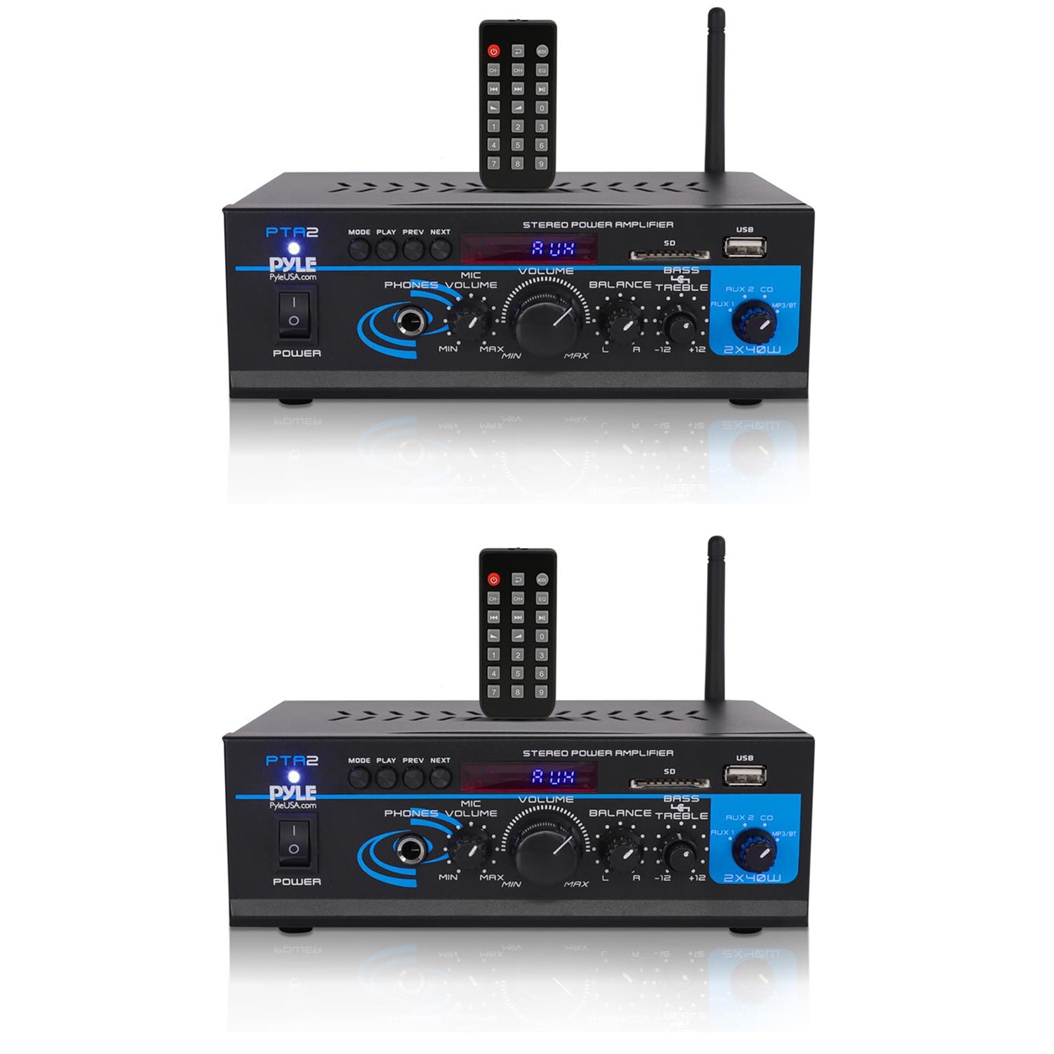 Pyle Home Stereo Mini Bluetooth Power Amplifier with Remote Control (2