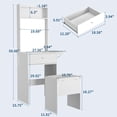 thumbnail image 1 of Kojooin Makeup Vanity Desk with Smart LED Mirror, Power Station and Storage Chair, Small White Vanity Table with Shelves, 1 of 8