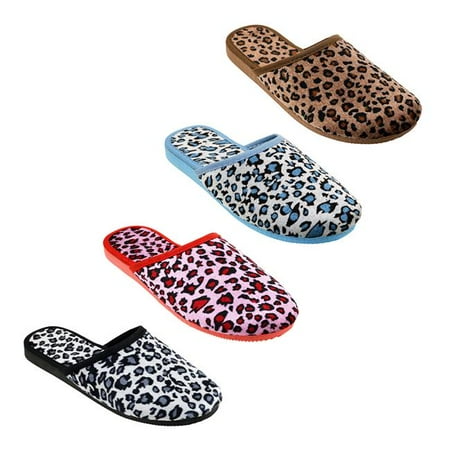 

Womens Slippers with Leopard Print Slip On - Size 5-10 - Case of 48