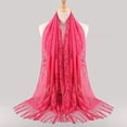 thumbnail image 2 of SUXIAN Scarf for Women Tassel Lace Hollow Long Hijab Shawl Wrap Hot Pink_#1 60*170cm, 2 of 3