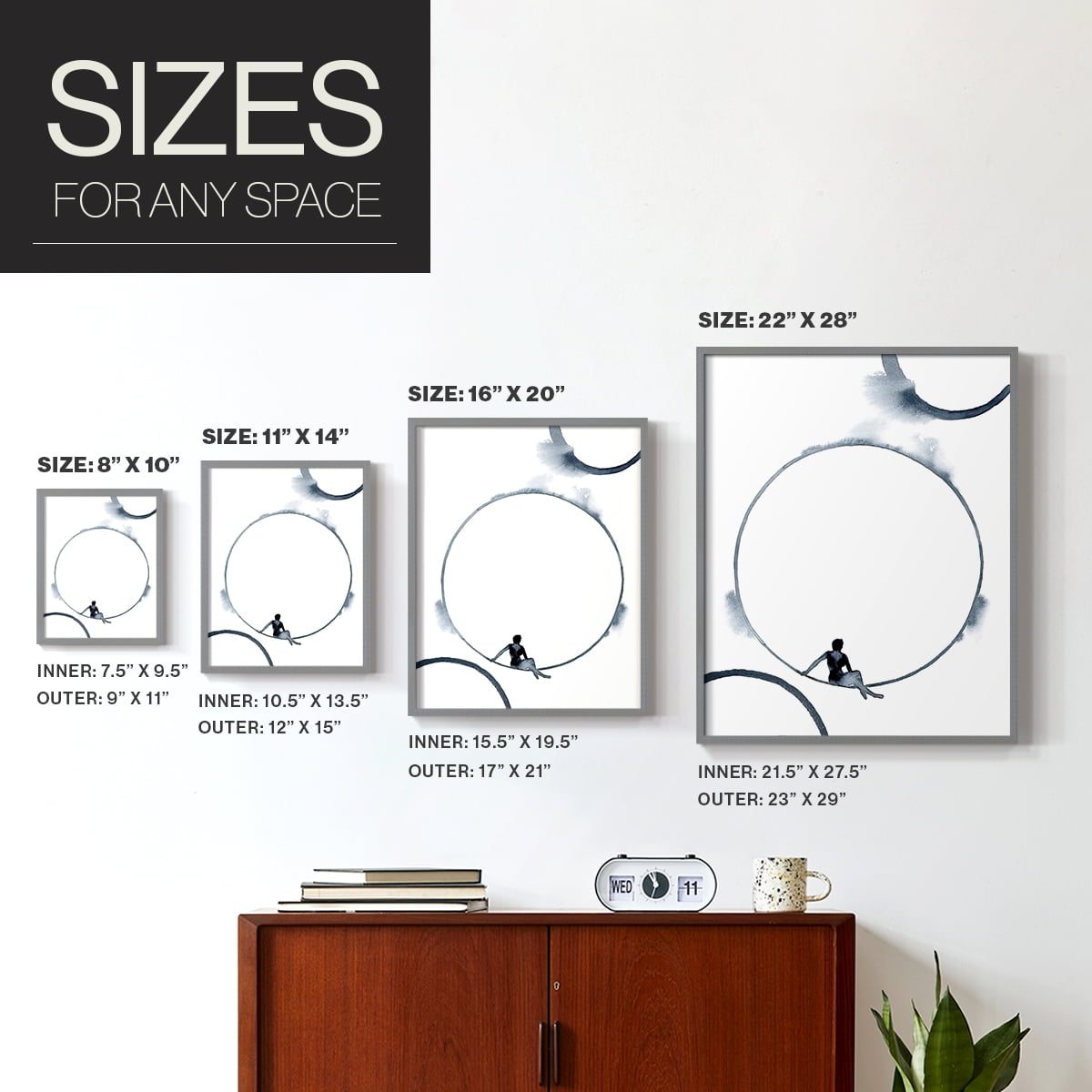 Woman in the Moon II Framed Print - Solid Wood in Single Picture Frame Solid Wood 2 Framed Print