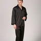 thumbnail image 5 of Pijama de seda de hielo de seda negra para hombre, traje de verano de manga larga de color sólido, ropa de hogar de verano de talla grande para hombre, 5 of 6