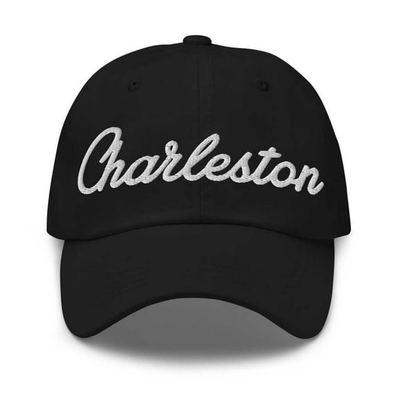 Charleston Baseball Cap Charleston Dad Hat Bold Script Pennsylvania PA Hat Embroidered Souvenir Gift Black