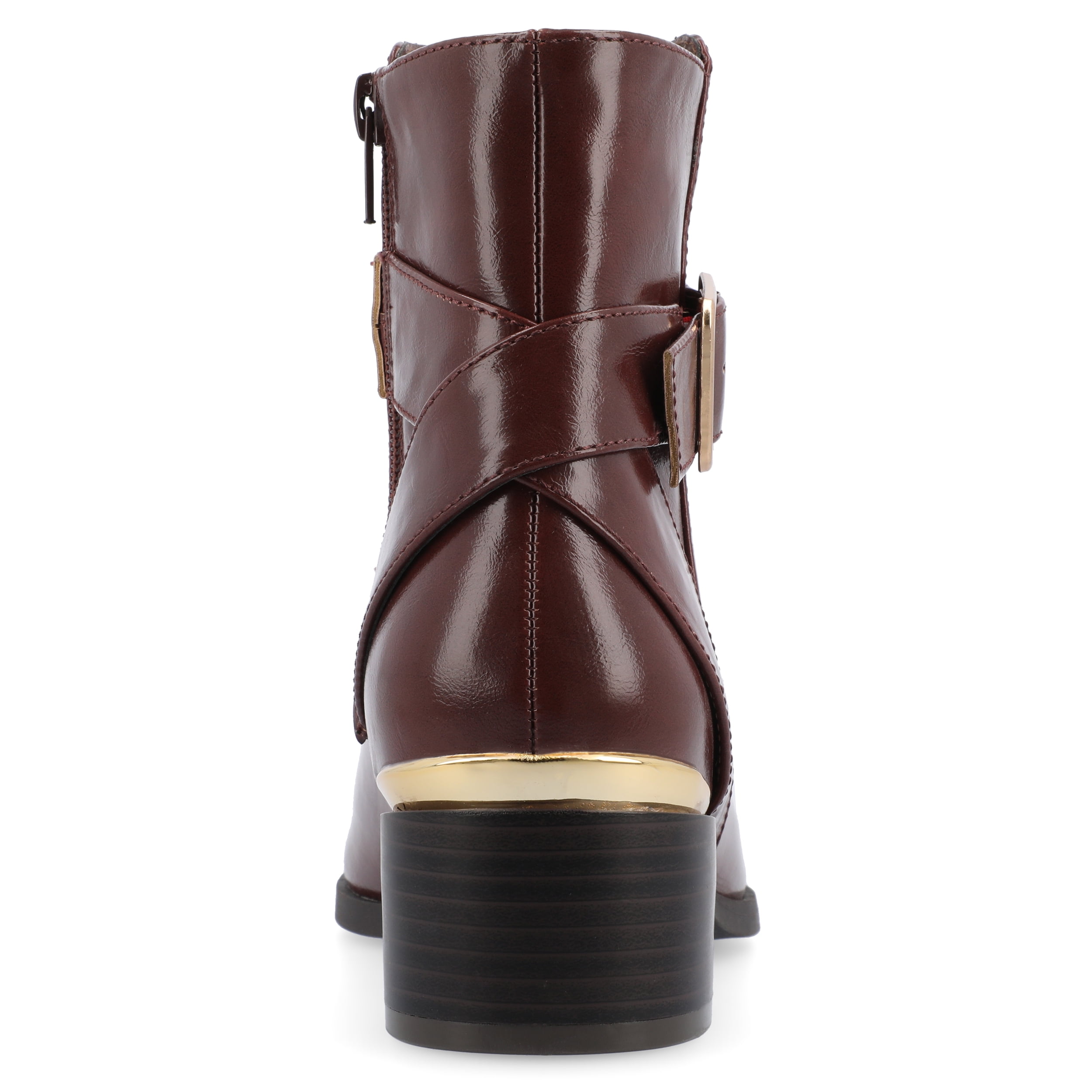 Journee Womens Elley Stacked Block Heel Square Toe Booties