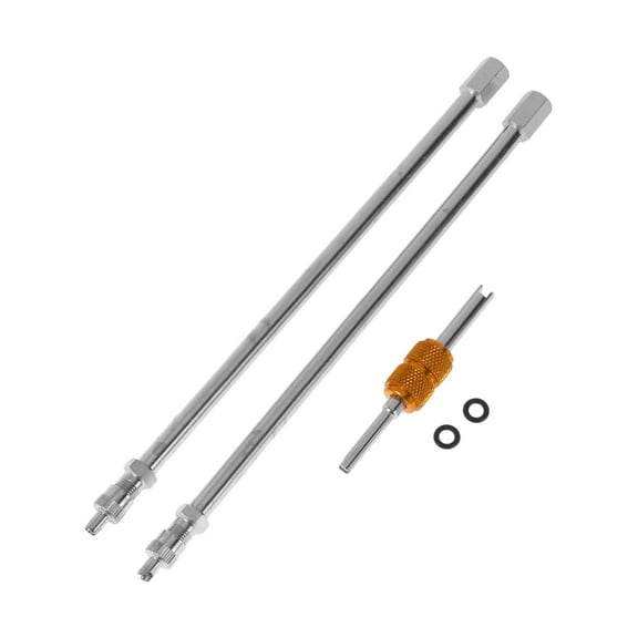 1 Set 200mm Tire Valve Extension with Dual-head Valve Core Remover Sealing Rings Universal Copper 180 Degree Tyre Valve Stem Extender for Most Cars