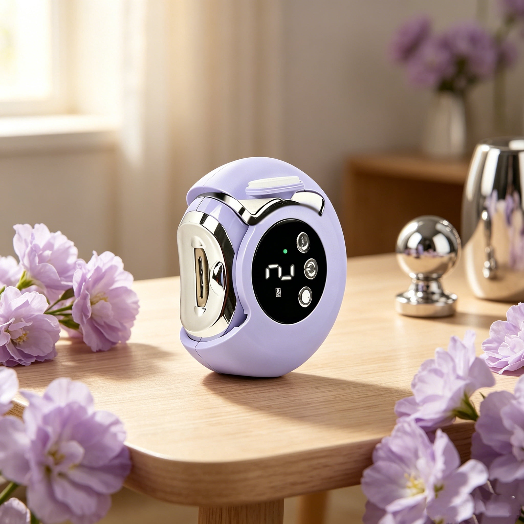 3-in-1 USB Rechargeable Electric Nail Clippers, 360° Rotating Quiet Nail Trimmer with LED Light for Baby Kids Adults Purple.