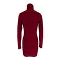 thumbnail image 3 of Women's Turtleneck Ribbed Knit Sweater Bodycon Dress Casual Solid Long Sleeve Dresses Simple Slim Fit Short Dress, 3 of 7