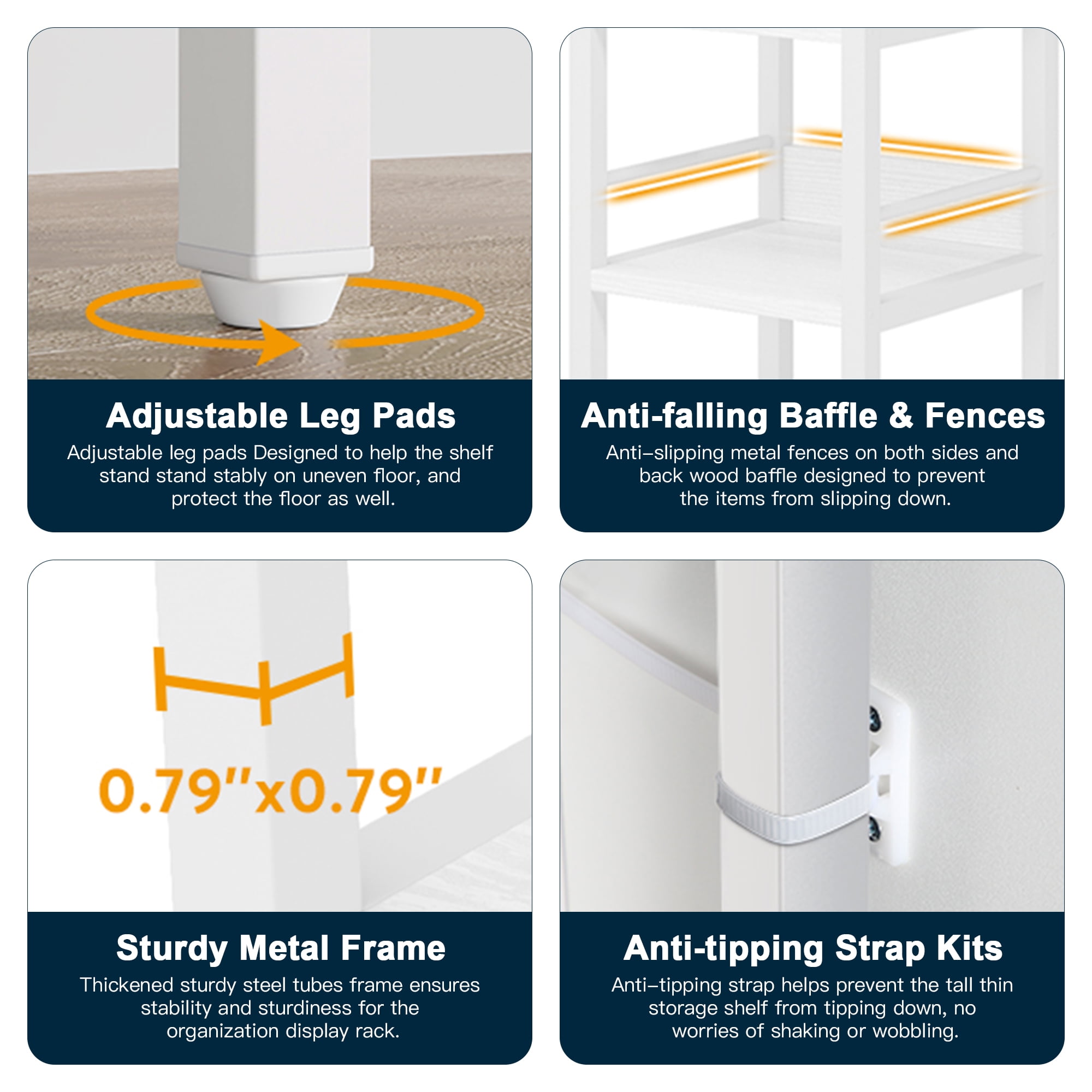 Demi Bonn 6-Tier Corner Shelf, 74" Narrow Etagere Bookshelf Storage Rack for Bedroom, Living Room, White