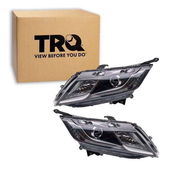 TRQ 2 Piece Headlight Assembly Set Halogen Driver & Passenger Side Fits Honda Odyssey 2018-2023 With Daytime Running Lights HO2502183 HO2503183 33100THRA11 33150THRA11