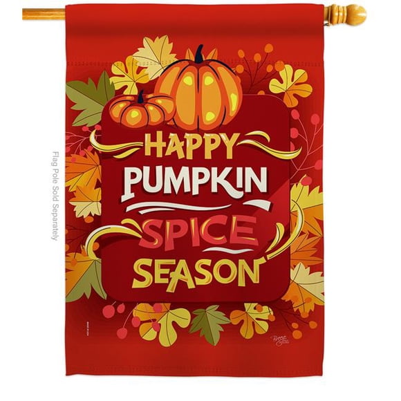 Breeze Decor H113090-BO Pumpkin Spice House Flag Fall Harvest & Autumn 28 x 40 in. Double-Sided Decorative Vertical Flags for Decoration Banner Garden Yard Gift