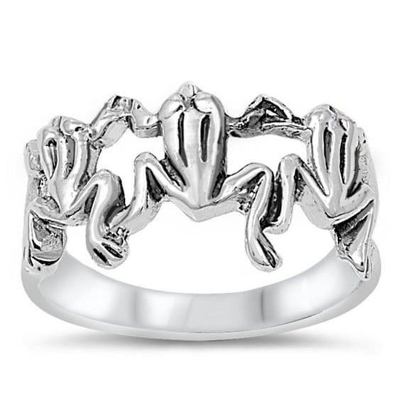 Sterling Silver Women's Frogs Ring 925 Band Jewelry Female Male Unisex Size 11