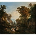 thumbnail image 2 of Károly Markó 13x12 Gold Ornate Wood Frame and Double Matted Museum Art Print Titled - Landscape with Nymphs (1834), 2 of 4