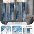 thumbnail image 3 of Blue White Kitchen Window Tier Curtains and Valance Set, 36 Inch Abstract Art Window Curtains Set with Rod Pocket for Small Windows, Living Room or Bathroom, 3 of 6