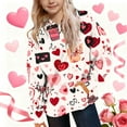 thumbnail image 2 of Lorytime Valentine Cute Sweatshirts for Girls Long Sleeve Crewneck Pullover Hoodies Heart Tops with Pocket Outerwear, 2 of 6