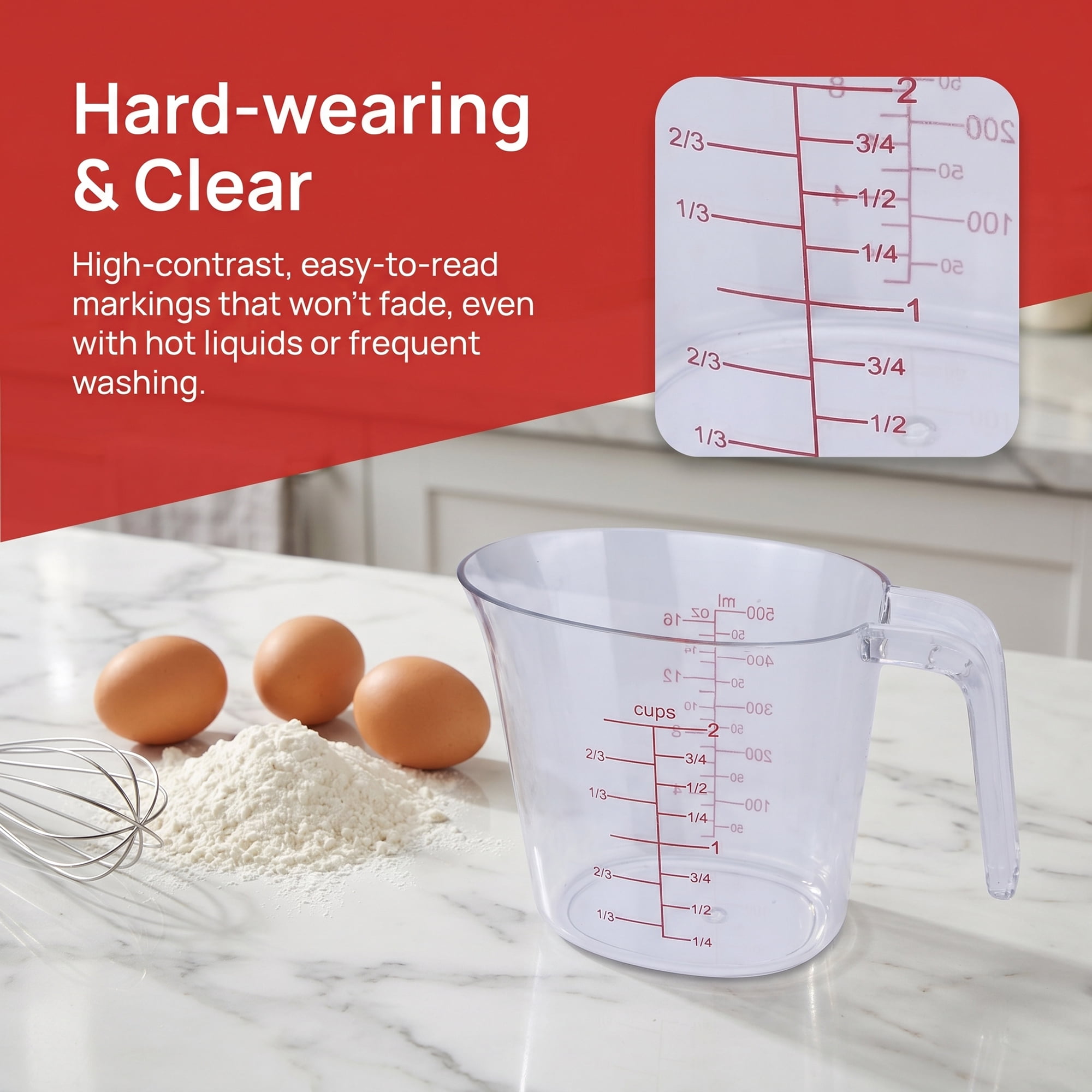 Unique Bargains PS Material Measuring Cup for Measuring and Pouring Clear 500ml