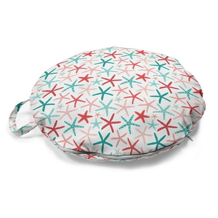 

Ocean Round Floor Cushion with Handle Starfish Pattern Underwater Animals Summertime Sea Star Pastel Cartoon Pillow for Living Room & Dorms 18 Round Turquoise and Dark Coral by Ambesonne