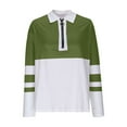 thumbnail image 4 of Lenpel Women's Long Sleeve Tops Fashion Half Zip Collared Color Block T Shirts Casual Loose Tee Blouses Spring Fall Outfits(Green,Large), 4 of 6