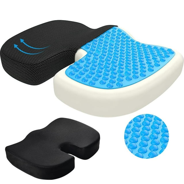 Cojín de Gel Espuma Viscoelástica Silla, Cojín Gel para Silla con Malla Transpirable Ciática,Alivio del Dolor de Coxis,Acogedor Cojín de Asiento de Espuma Ortopédica para Coche