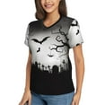 thumbnail image 2 of Vsdgher Happy Halloween 1 Women Shirts V Neck Short Sleeve Tops T-Shirt Basic Tees, S to 3XLLarge, 2 of 5