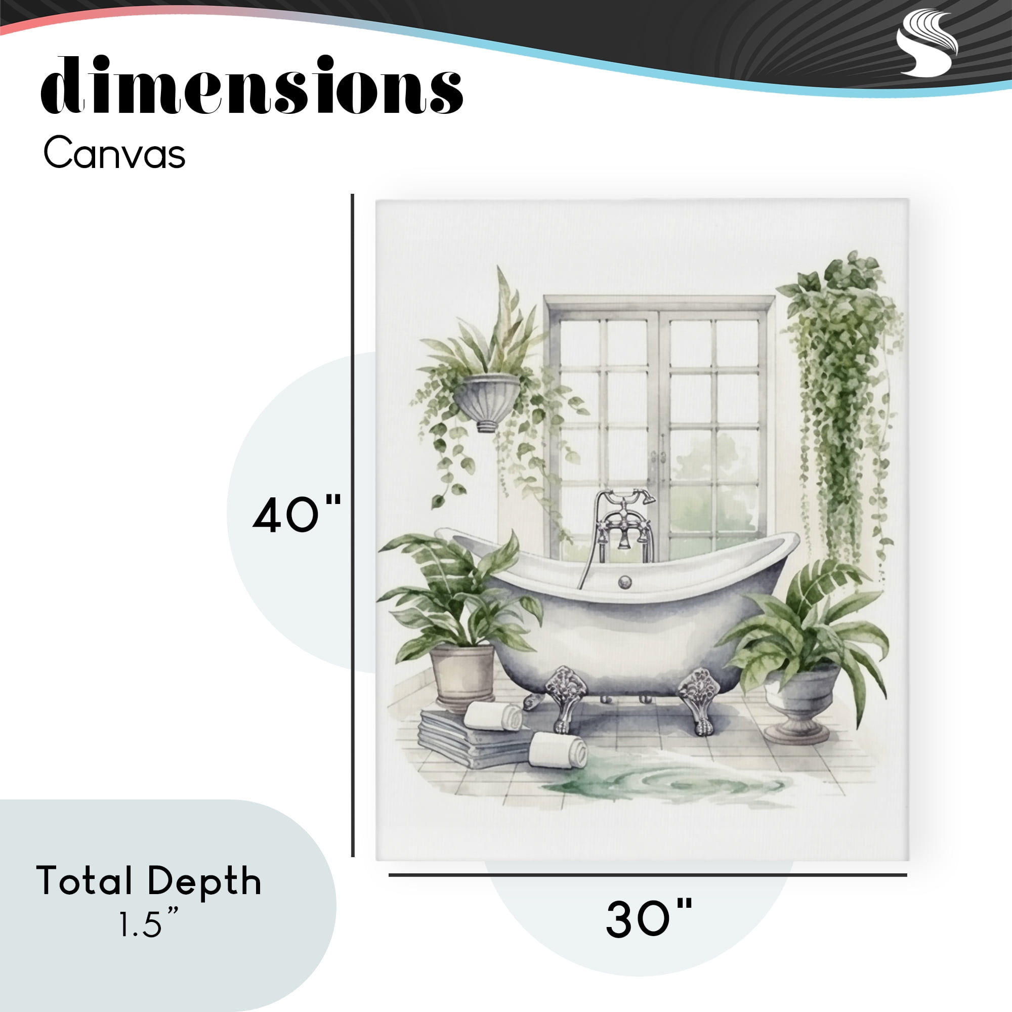 Lush Greenery Bathtub & Window Canvas Wall Art, design by Lettered and Lined