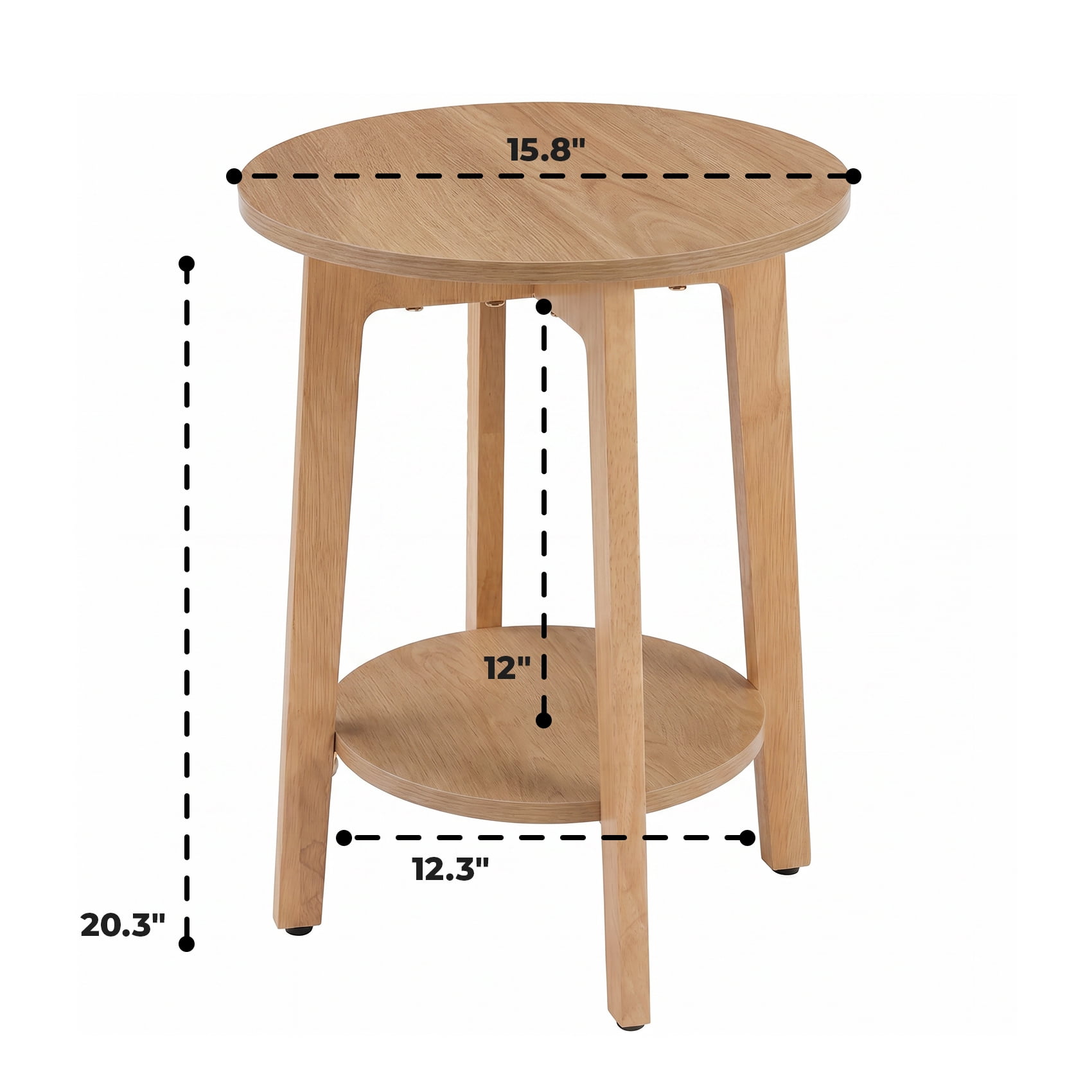 Alvantor Side Table, 2-Tier Small Round End Table, Nightstand with Tapered Legs, Curved Transitions, for Small Spaces, Living Room, Bedroom