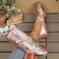 thumbnail image 5 of Women's Mary Jane Sneakers Glossy Leather Lightweight Slip on Casual Tennis Shoes Shiny Barefoot Ballet Flat Shoes, 5 of 7