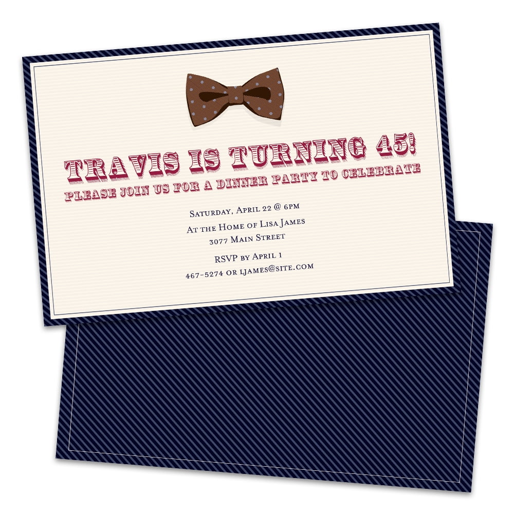 Personalized Bow Tie Adult Birthday Party Invitation