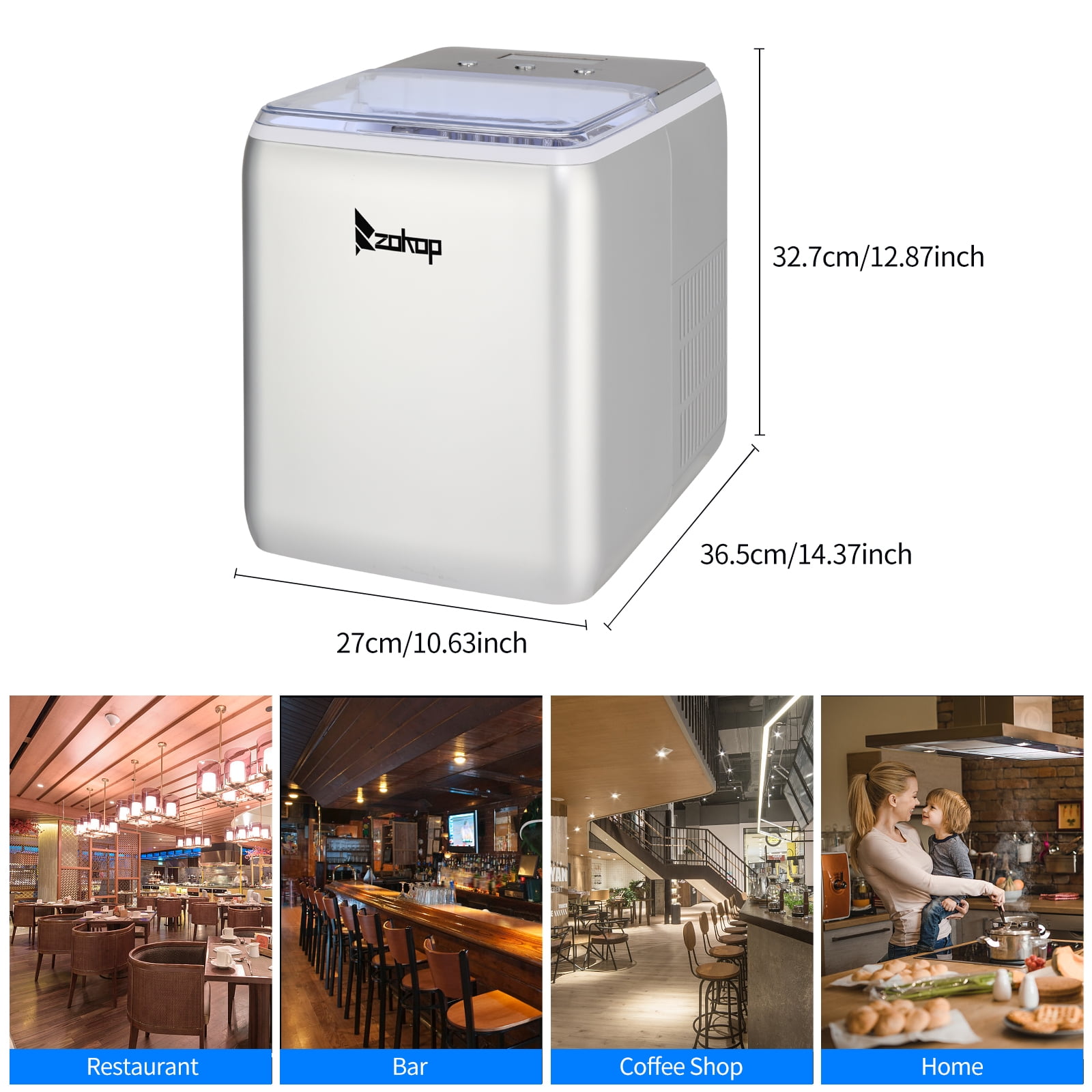 Lowestbest Portable Ice Maker, 24-Hour Countertop Ice Maker, Compact Automatic Ice Maker
